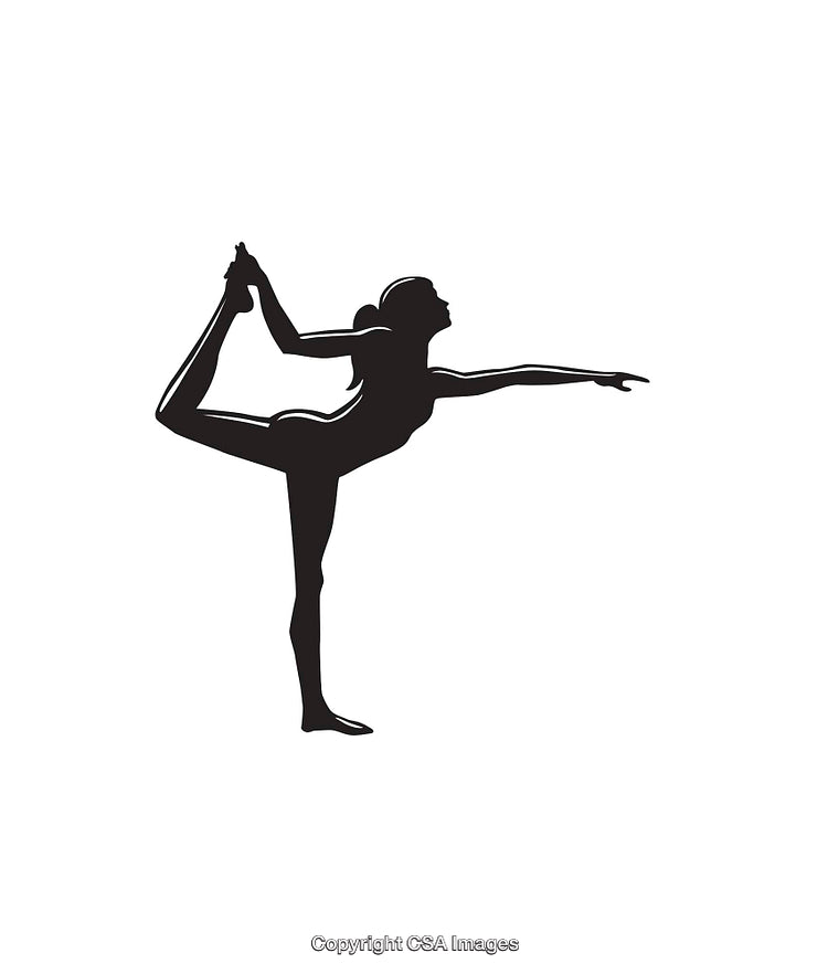 Silhouette of Woman Performing a Graceful Yoga Pose in Line Art Style