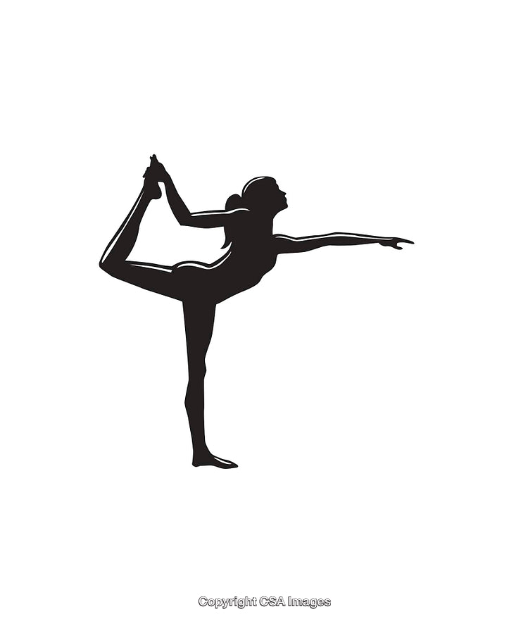 Silhouette of Woman Performing a Graceful Yoga Pose in Line Art Style