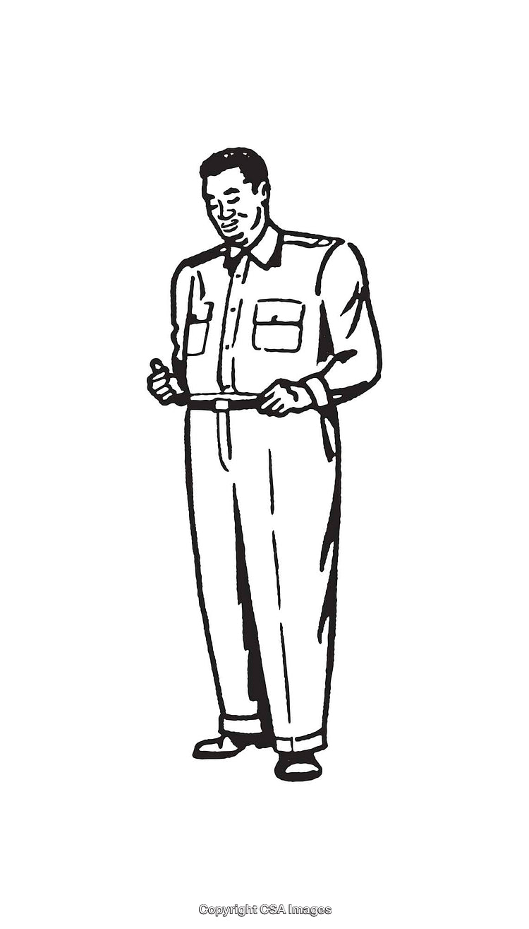 Retro Styled Illustration of a Standing Man in Black and White