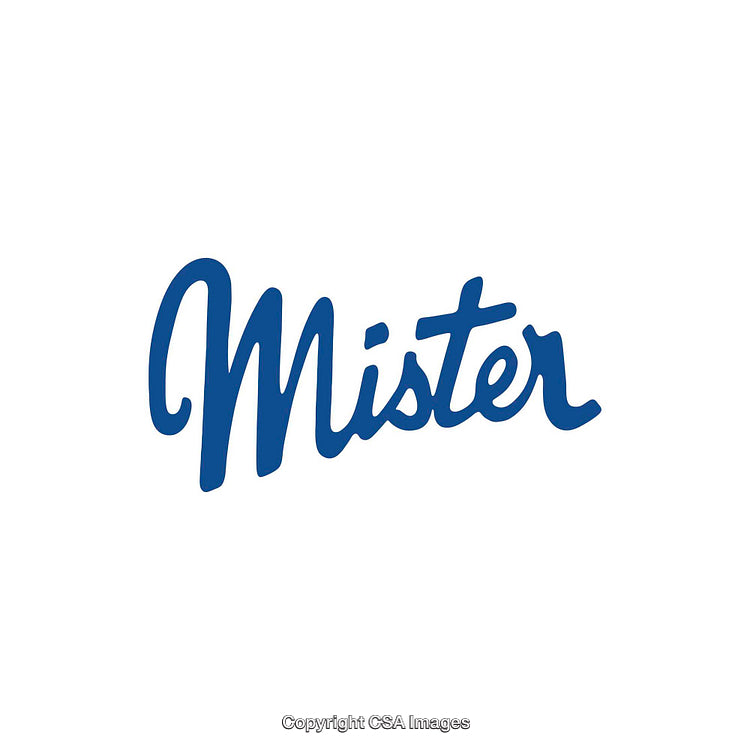 Elegant Blue Mister Typography on White Background for Branding