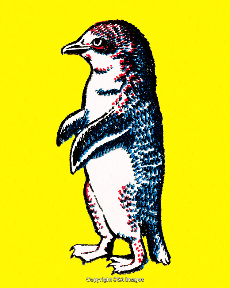 Illustration of a Penguin on a Bright Yellow Background