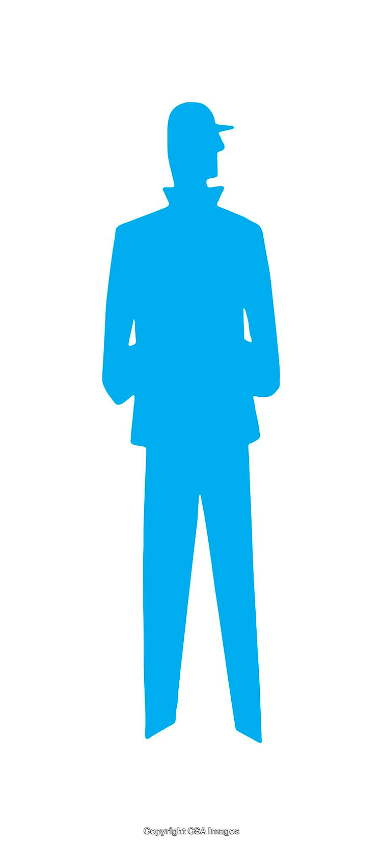 Blue Silhouette of a Business Professional in Iconic Standing Pose