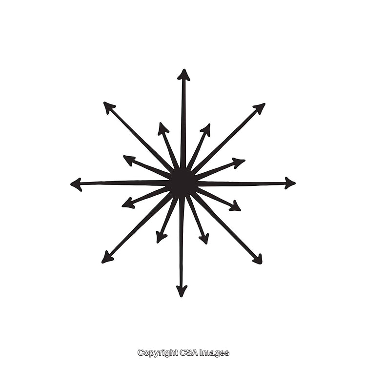 Minimalistic Black Arrow Design Radiating Outward in Multiple Directions
