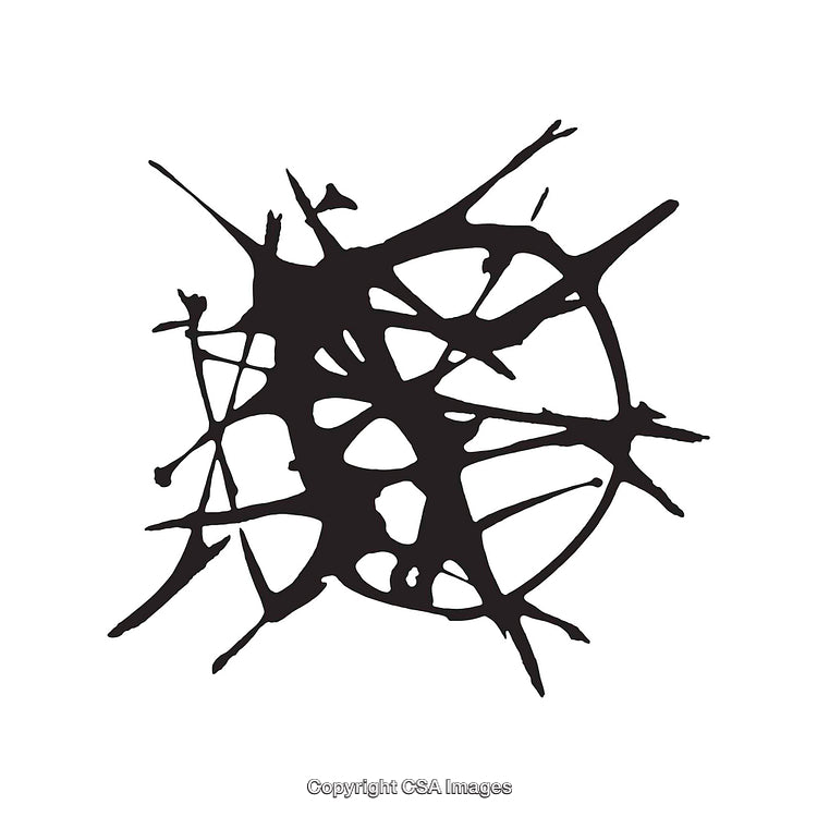 Abstract Black Ink Splatter on White Background in Detailed Style