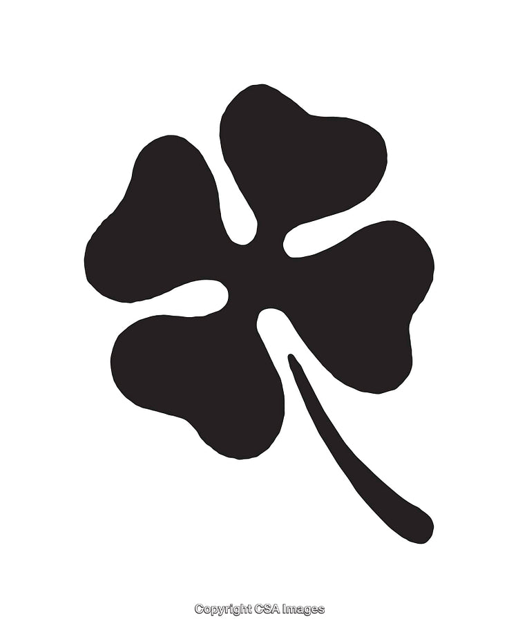 Four-Leaf Clover Silhouette Icon in Black and White Style