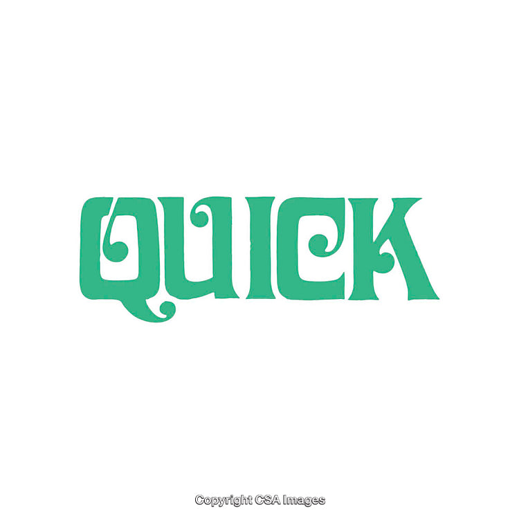 Green Typographic Word Quick in Decorative Display Font