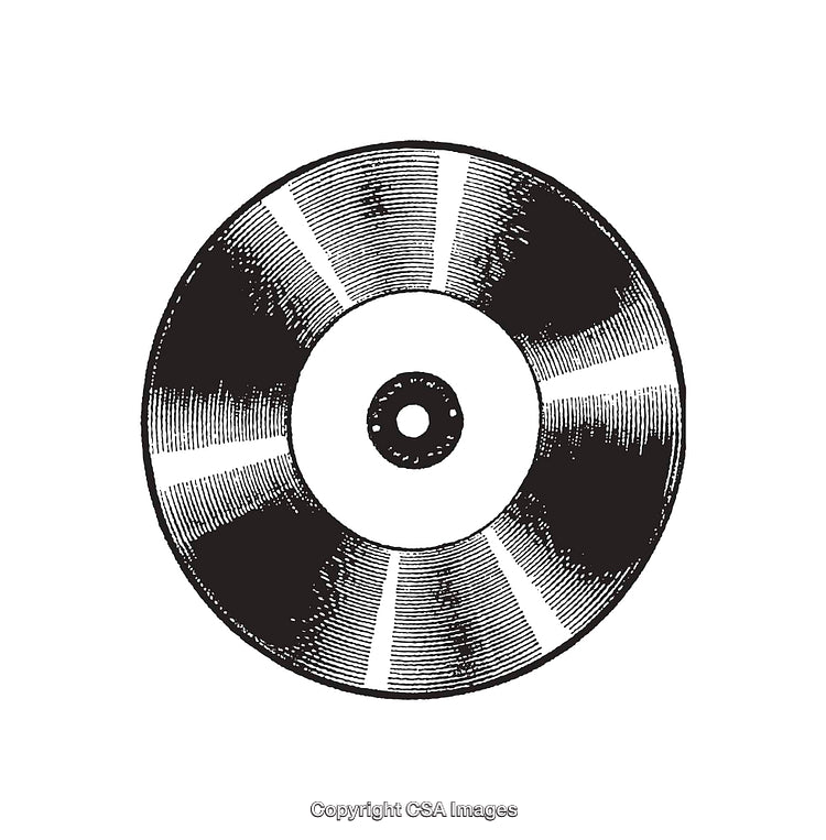 Abstract Black and White Vinyl Record Line Art Illustration