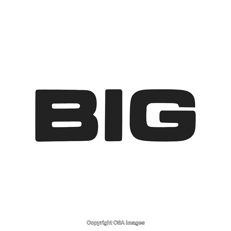 Bold Black 'BIG' Text on White Background Inspiring Size and Strength