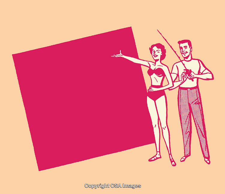 Retro Illustration of Couple with Blank Space for Text or Advertisement