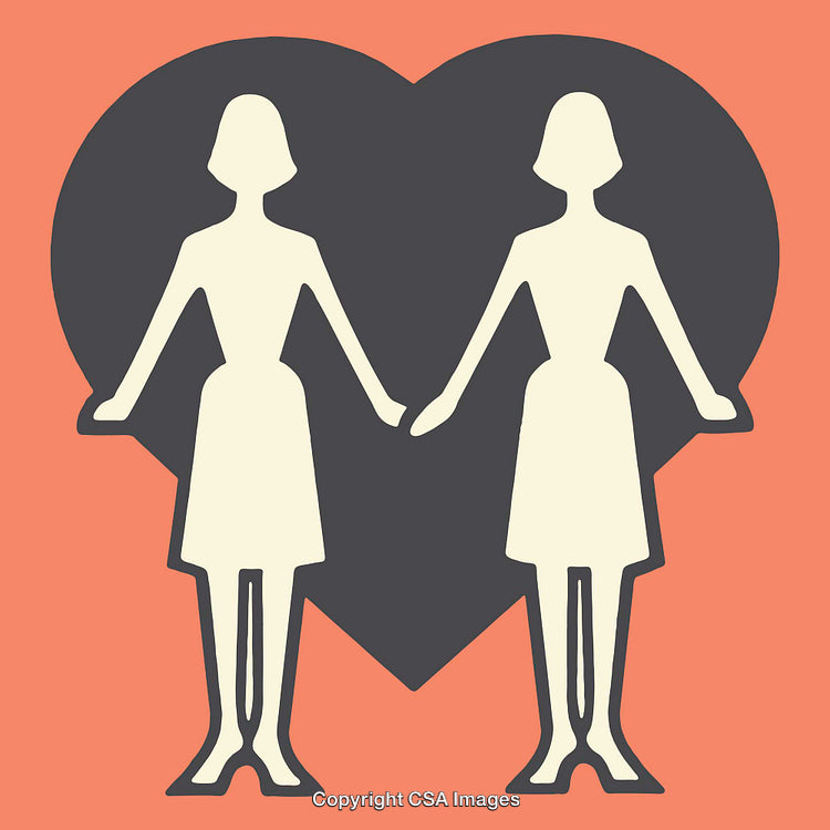 Minimalistic Art of Two Figures with Heart Symbol in Background