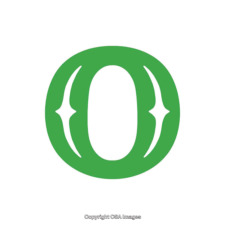 Stylized Green Letter O with Decorative Curved Details