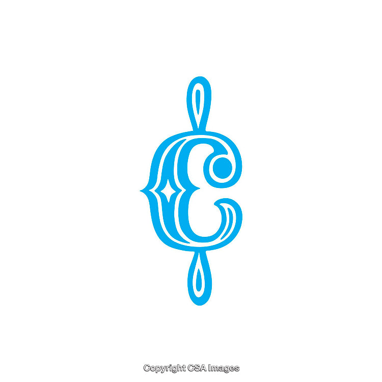 Elegant Blue Decorative Cent Symbol Against White Background