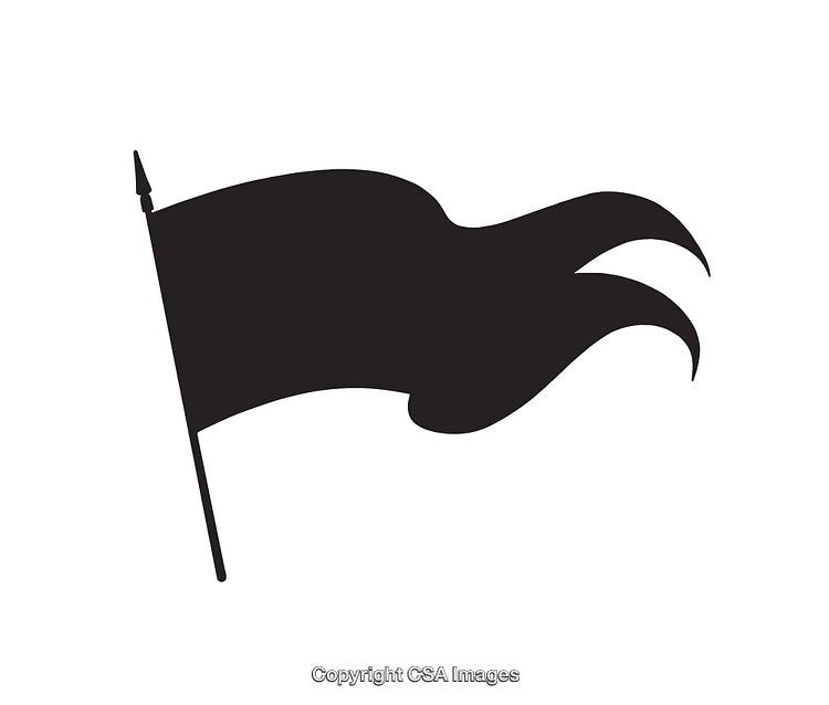 Silhouette of a Waving Flag Icon on a White Background