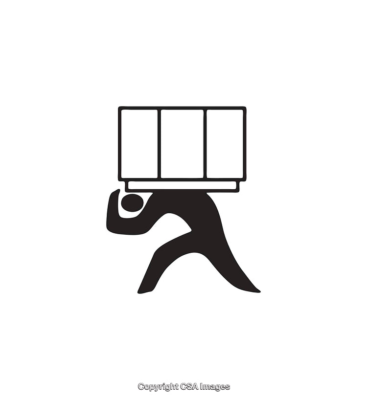 Silhouette Icon of Person Carrying a Heavy Load in Black and White Design