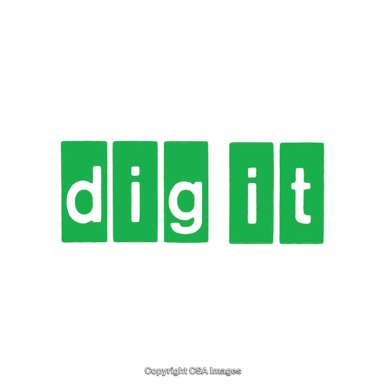 Green Block Logo with Stylized Text on White Background