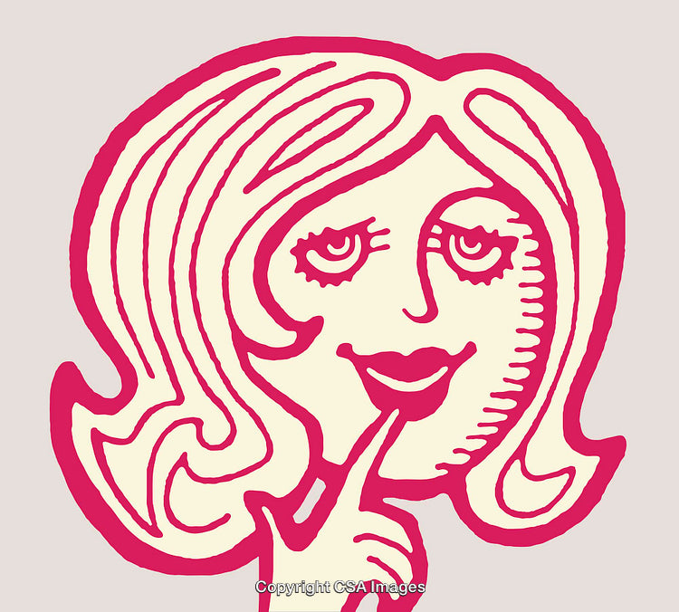 Playful Colorful Line Art Illustration of a Woman's Face