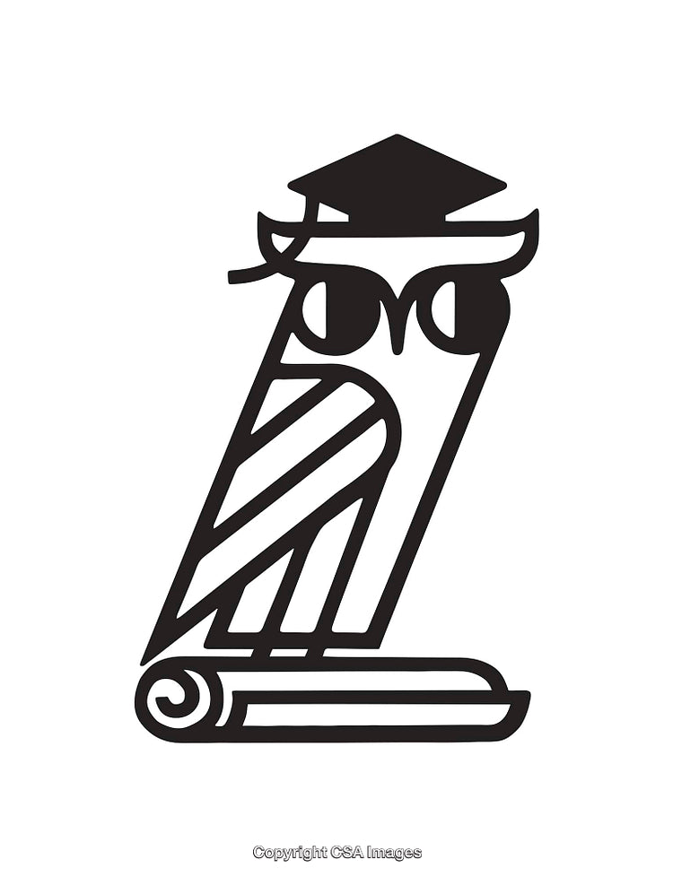 Stylized Line Art Illustration of an Owl Symbolizing Wisdom and Education