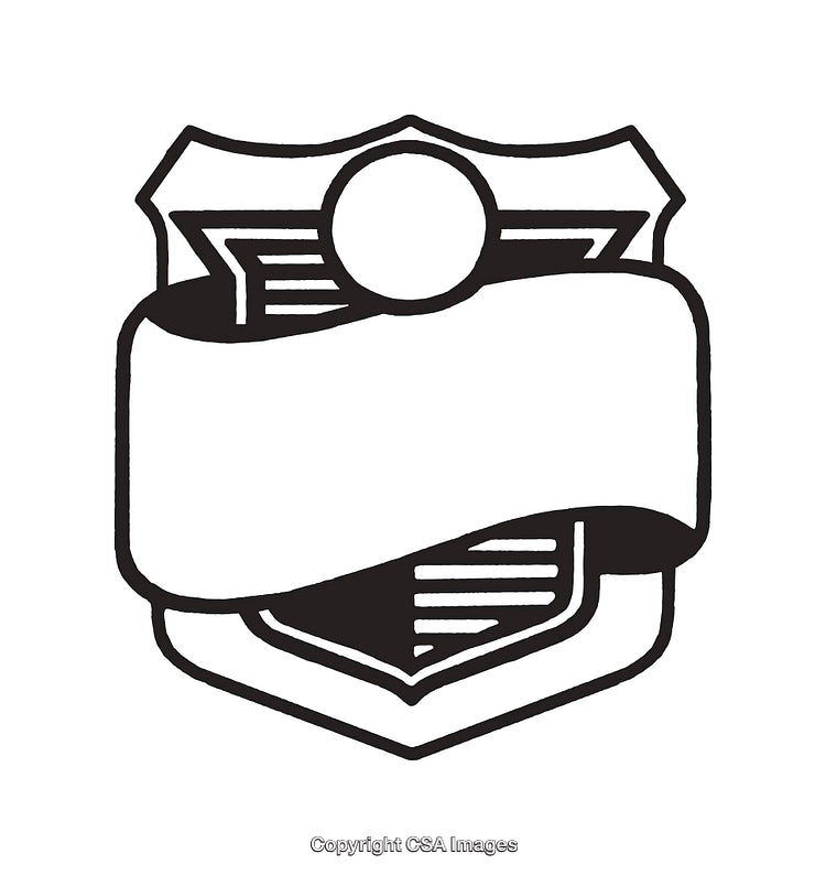 Black and White Shield Outline with Blank Ribbon for Custom Designs