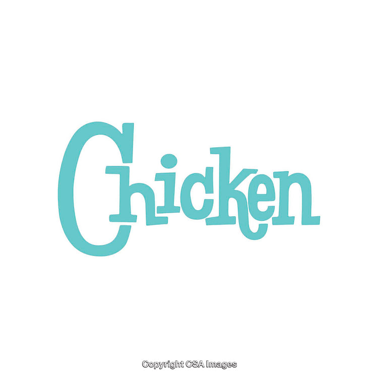 Playful Blue Typography Design Featuring the Word 'Chicken'