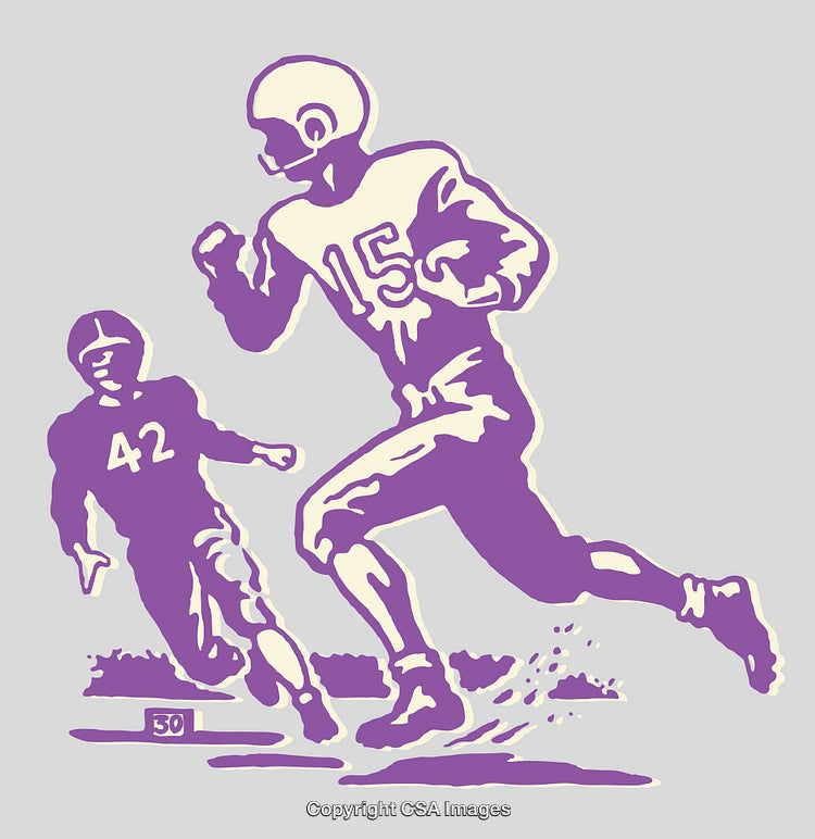 Vintage Illustration of Players in an American Football Scene