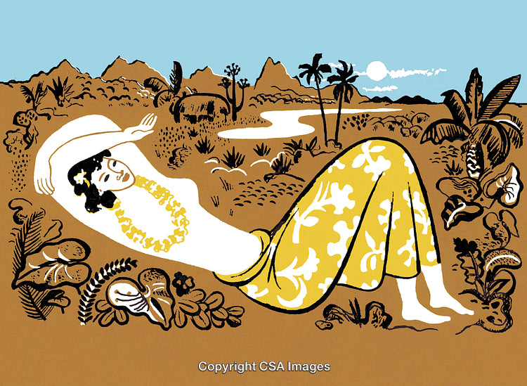 Woman Resting in a Tropical Garden