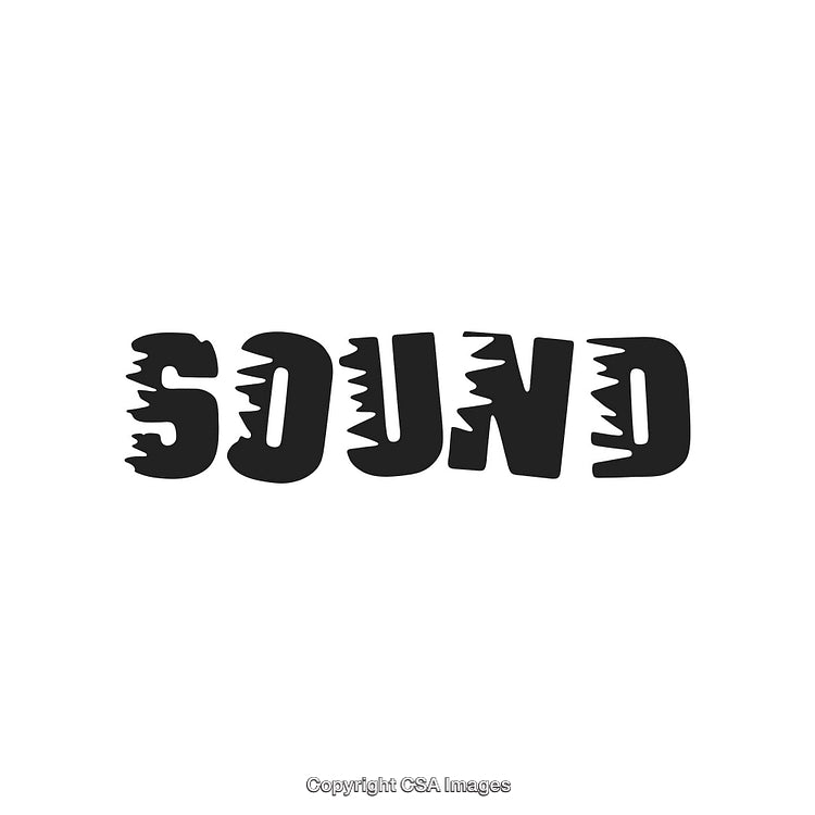 Distressed Typeface Design Featuring the Word 'Sound' in Black on White Background