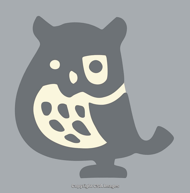Minimalist Gray Owl Design in Abstract Shape and Smooth Colors