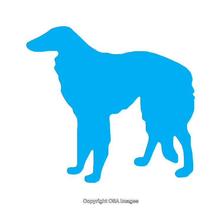 Blue Silhouette of a Dog Side View on White Background
