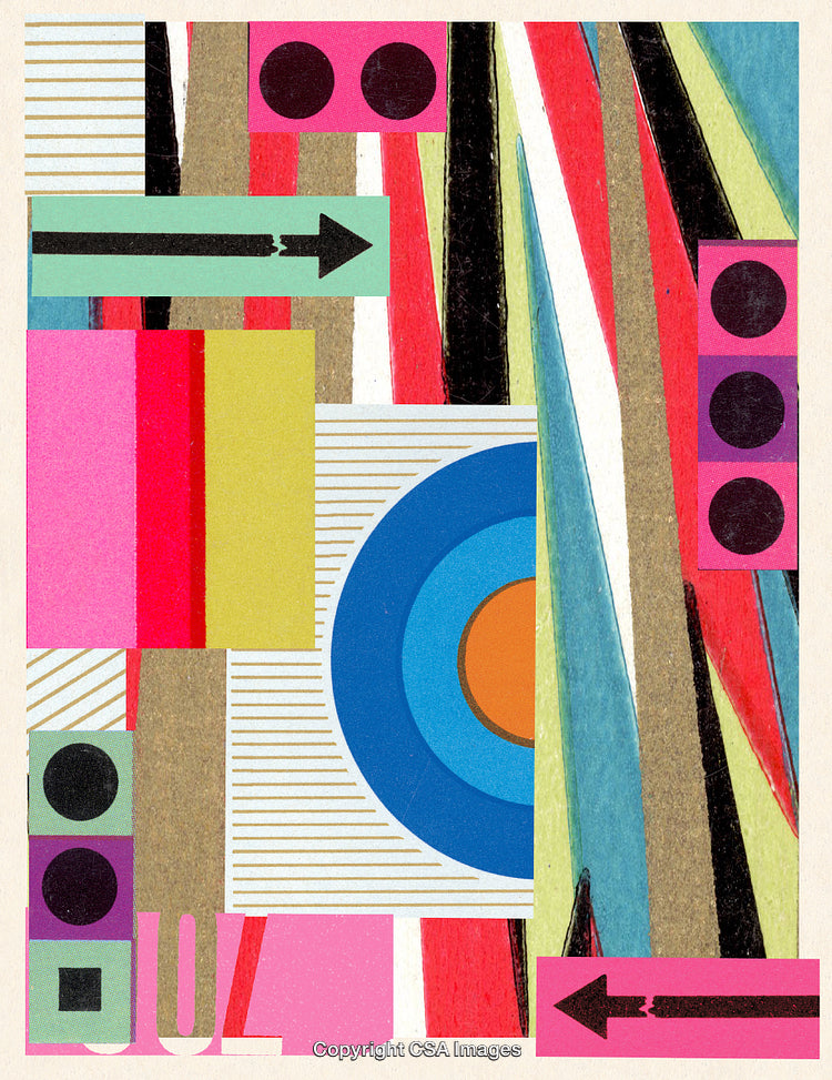 Abstract Geometric Collage With Vibrant Colors and Textured Patterns
