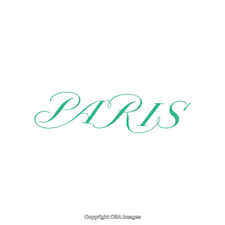 Elegant Green Typography of the Word 'Paris' in Script Font