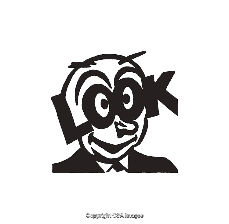 Black and White Line Art Character Illustration With Word Play