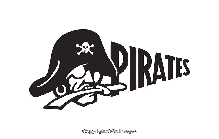 Vintage Black and White Pirate Logo with a Skull Illustration