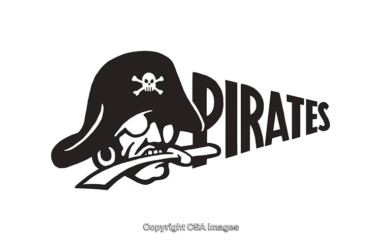 Vintage Black and White Pirate Logo with a Skull Illustration