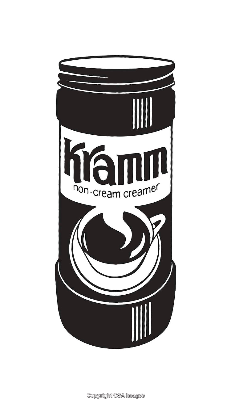 Black and White Line Art Illustration of a Coffee Creamer Jar
