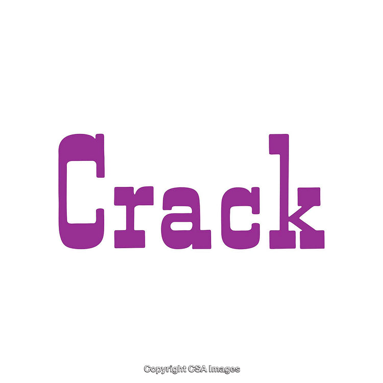Purple Crack Text Design Isolated on White Background