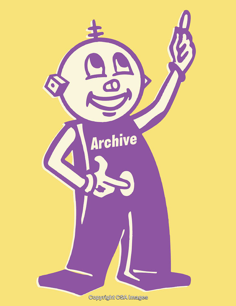 Playful Robot Illustration with Purple and Yellow Color Scheme
