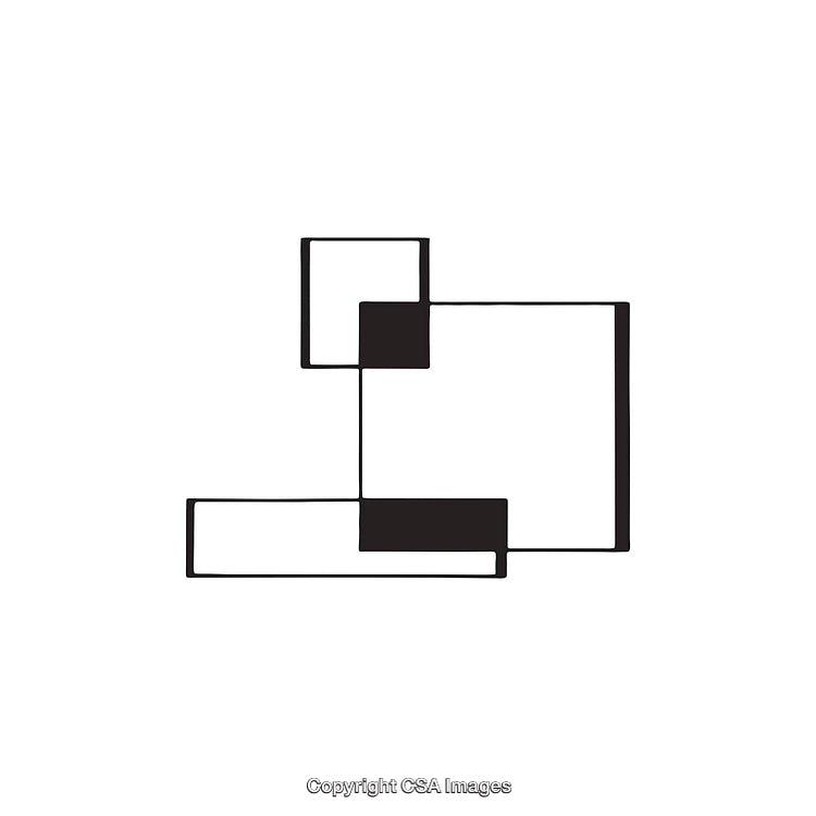 Minimalist Abstract Geometric Composition with Black and White Shapes