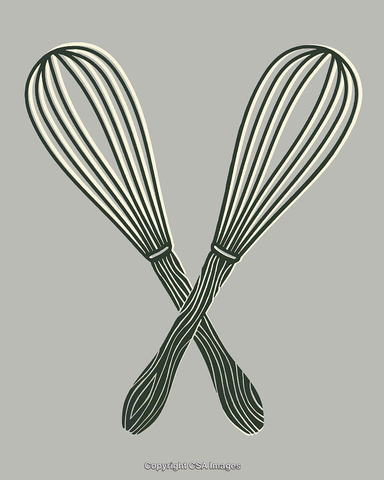 Artistic Illustration of Crossed Whisks in Neutral Tones