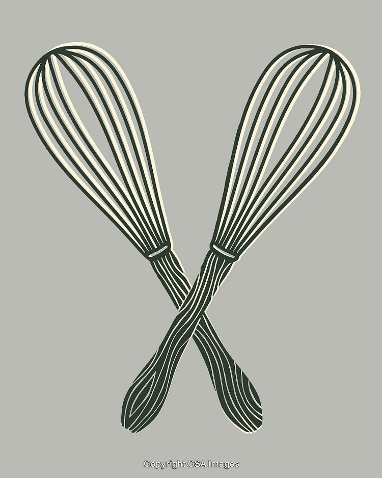 Artistic Illustration of Crossed Whisks in Neutral Tones