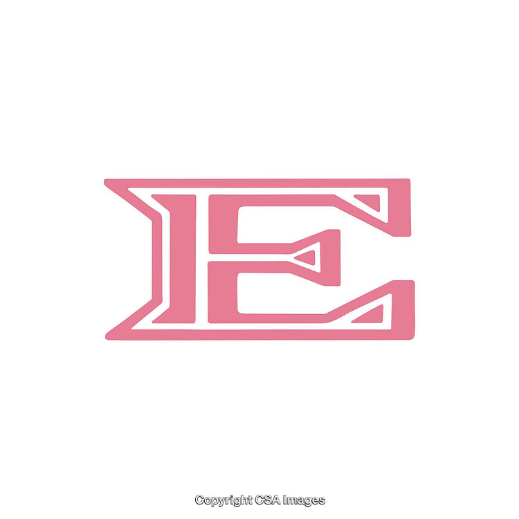 Pink Letter E with Bold Outlines on a White Background
