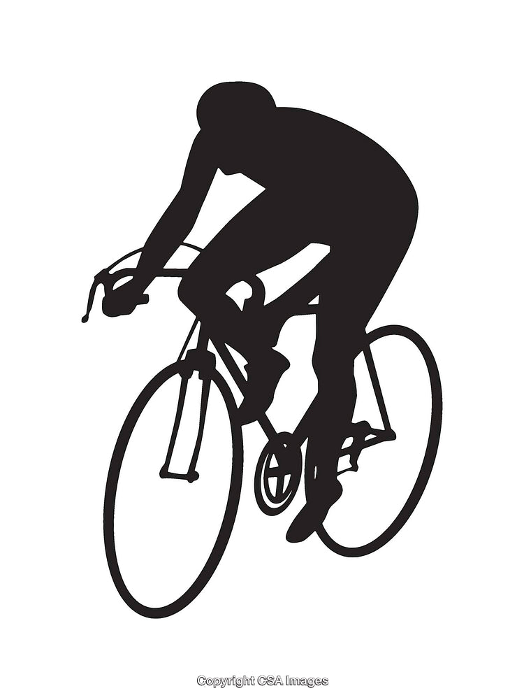Silhouette of a Cyclist on a Road or Racing Bicycle