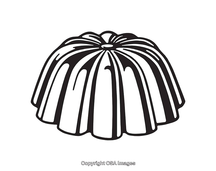 Black and White Line Art of a Bundt Cake Design