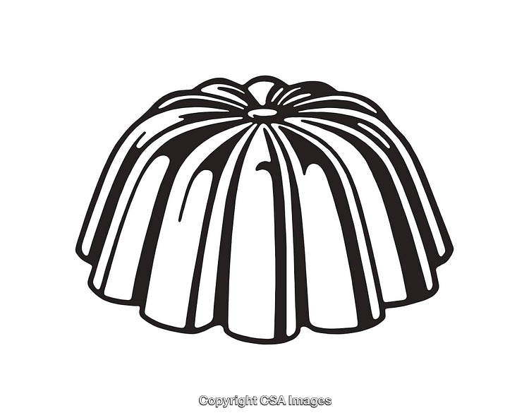 Black and White Line Art of a Bundt Cake Design