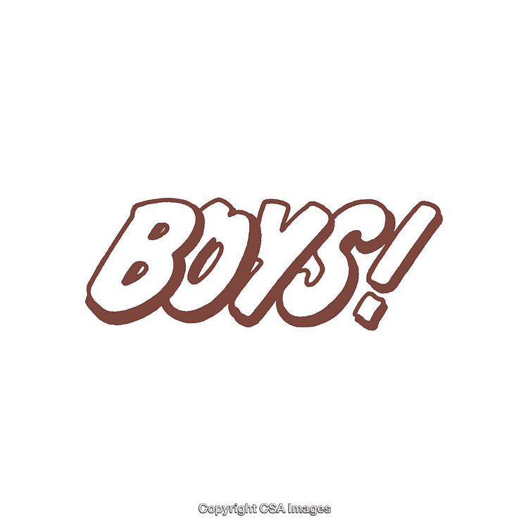 Simple Bold Text Illustration Displaying the Word 'Boys!' in Brown