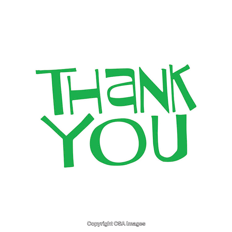 Green Thank You Message Displayed in Creative Text Design on White Background