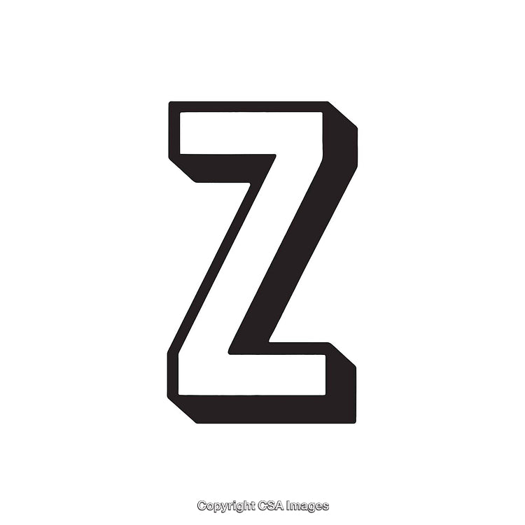 Bold Black and White Letter Z in 3D Perspective Style