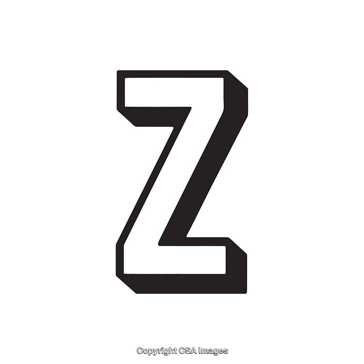 Bold Black and White Letter Z in 3D Perspective Style