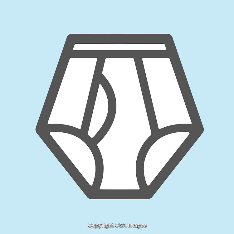 Outline Illustration of Modern Disposable Diaper on Blue Background