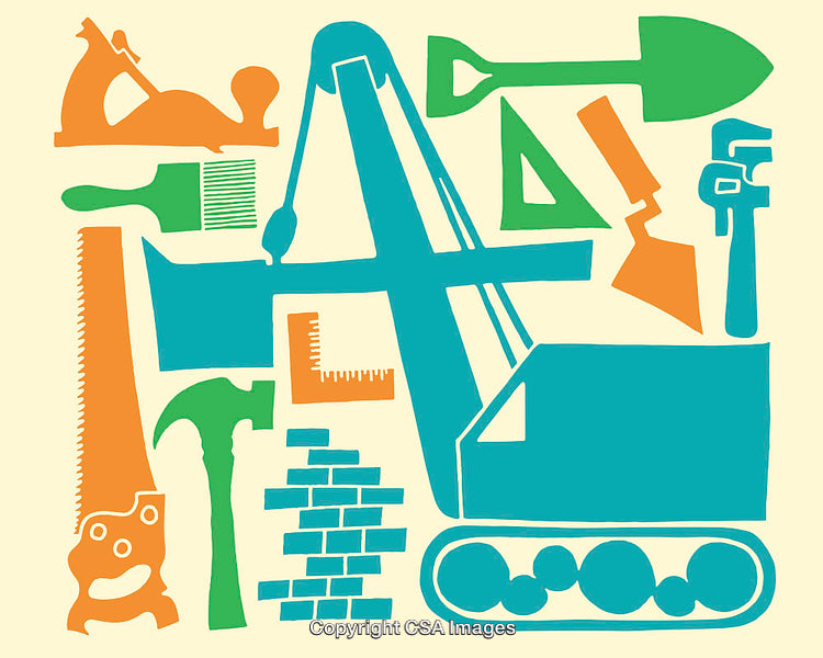 Colorful Tools and Equipment Line Art Illustration Collection