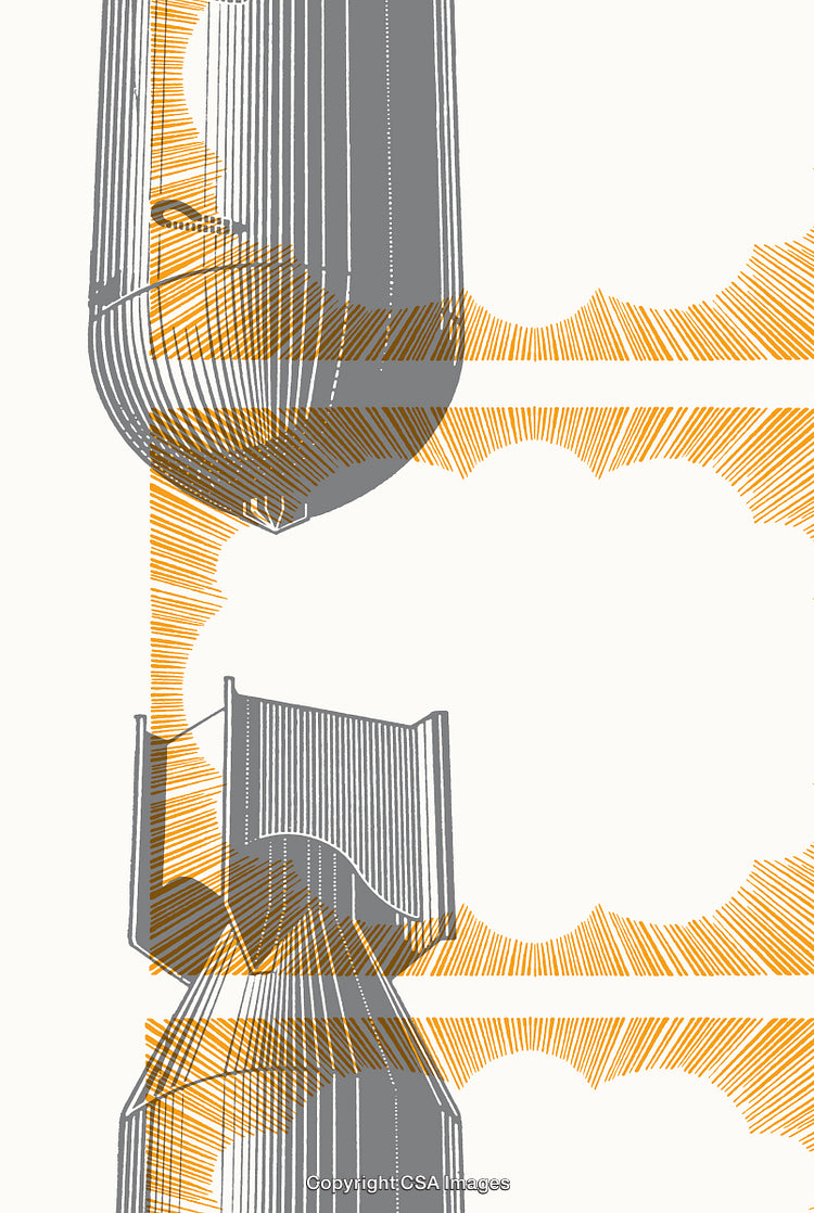Abstract Illustration of Geometric Shapes in Autumn Colors with Technical Design
